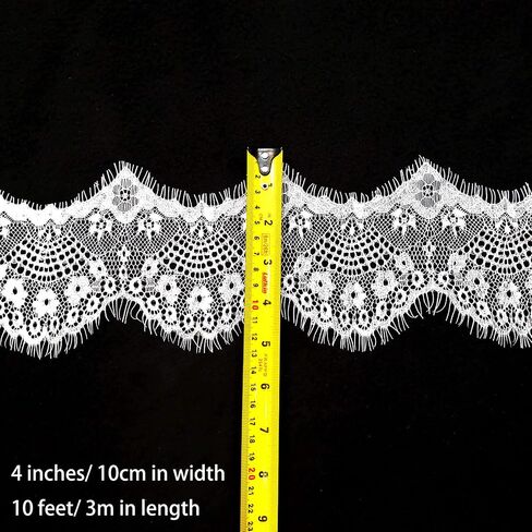 Onwon 4 inches Width Floral Pattern Embroidery Lace Trim Inelastic Eyelet Fabric for Sewing Curtain Tablecloth Slipcover Bridal DIY Clothing Decorations Accessories (Black) in Saudi Arabia