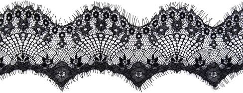 Onwon 4 inches Width Floral Pattern Embroidery Lace Trim Inelastic Eyelet Fabric for Sewing Curtain Tablecloth Slipcover Bridal DIY Clothing Decorations Accessories (Black) in Saudi Arabia