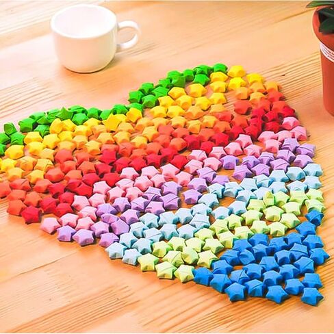 540 ورقة شرائط نجمة أوريغامي، 27 لونًا شرائط ورقية نجمة أوريغامي، ورق ملون على شكل نجمة محظوظة مزدوجة الجوانب، شرائط ورق تزيين بلون سادة، أعمال فنية يدوية يدوية in Kuwait