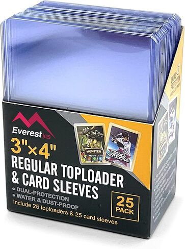 حامل بطاقات تحميل علوي 3 × 10.16 سم، 25 قطعة وأكمام شفافة لبطاقات التداول القابلة للتجميع، بطاقة رياضية، بطاقات يوجيوه (25 قيراط) in Kuwait