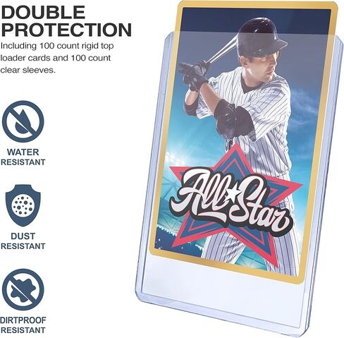 حامل بطاقات تحميل علوي 3 × 10.16 سم، 25 قطعة وأكمام شفافة لبطاقات التداول القابلة للتجميع، بطاقة رياضية، بطاقات يوجيوه (25 قيراط) in Kuwait