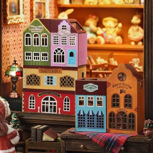 TOPBSFARNY 6 قطع من أدوات بيت الدمى DIY مجموعة إبداعية مصغرة ذات مشهد طبيعي بيت الدمية سلسلة عالمية مصغرة مجموعة مصغرة لغز خشبي ثلاثي الأبعاد للعبة عيد الميلاد (QH-6PCS) in Kuwait