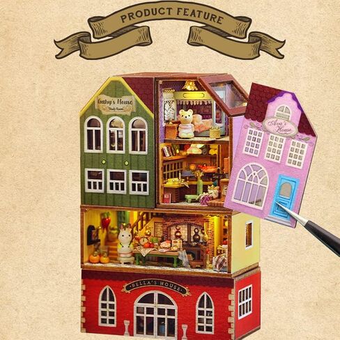 TOPBSFARNY 6 قطع من أدوات بيت الدمى DIY مجموعة إبداعية مصغرة ذات مشهد طبيعي بيت الدمية سلسلة عالمية مصغرة مجموعة مصغرة لغز خشبي ثلاثي الأبعاد للعبة عيد الميلاد (QH-6PCS) in Kuwait