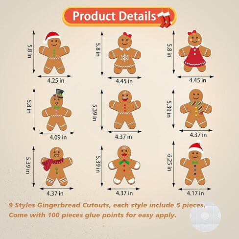 59 Ft Christmas Gingerbread Bulletin Board Border, Christmas Gingerbread Man Bulletin Board Border Trim Cutouts for Winter Christmas School Classroom Bulletin Board Decorations, 60PCS in Saudi Arabia