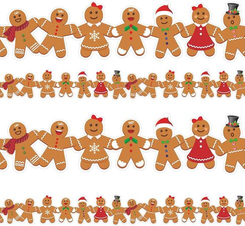 59 Ft Christmas Gingerbread Bulletin Board Border, Christmas Gingerbread Man Bulletin Board Border Trim Cutouts for Winter Christmas School Classroom Bulletin Board Decorations, 60PCS in Kuwait