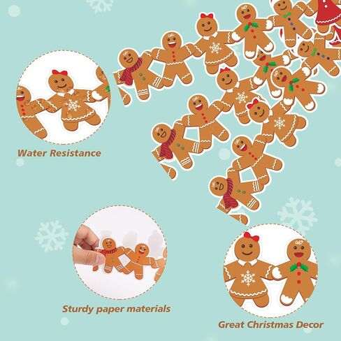 59 Ft Christmas Gingerbread Bulletin Board Border, Christmas Gingerbread Man Bulletin Board Border Trim Cutouts for Winter Christmas School Classroom Bulletin Board Decorations, 60PCS in Kuwait