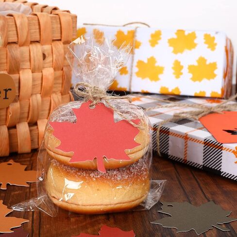 Whaline 150Pcs Thanksgiving Maple Leaf Gift Tags 5 Colors Fall Leaf Craft Wrapping Tags with 98.4ft Jute Twine Thankful Blank DIY Hanging Label Tags for Autumn Thanksgiving Wedding Party Favor Decor in Saudi Arabia