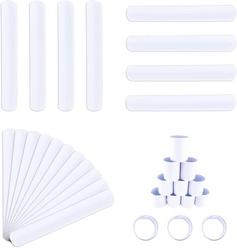 46 قطعة من اساور صفعة بيضاء من ريريكش، اساور صفعة فارغة للمعصم للاطفال في حفلات اعياد الميلاد، اساور صفعة للمشاريع المدرسية والحرف اليدوية، اساور صفعة للرسم في الكريسماس والهالوين in Kuwait