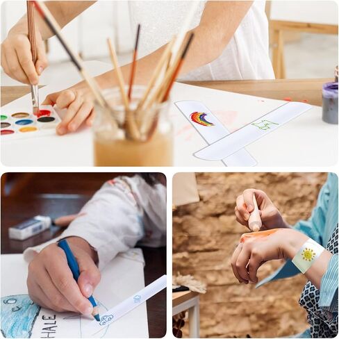 46 قطعة من اساور صفعة بيضاء من ريريكش، اساور صفعة فارغة للمعصم للاطفال في حفلات اعياد الميلاد، اساور صفعة للمشاريع المدرسية والحرف اليدوية، اساور صفعة للرسم في الكريسماس والهالوين in Kuwait