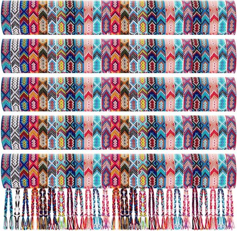 Henoyso 60 Pieces Nepal Woven Friendship Bracelets Bulk Adjustable Braided Bracelets Woven String Bracelet with Sliding Knot Closure for Operation Christmas Kids Girls Women Men Camp 12 Random Colors in Saudi Arabia
