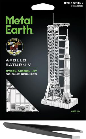 Metal Earth Fascinations Apollo Saturn V with Gantry 3D Metal Model Kit Bundle with Tweezers in Saudi Arabia