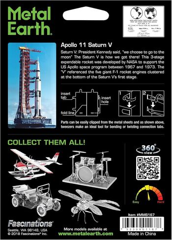 Metal Earth Fascinations Apollo Saturn V with Gantry 3D Metal Model Kit Bundle with Tweezers in Saudi Arabia