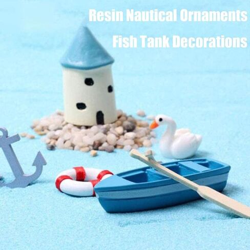 5 Pcs Mini Figurine Marine Mini Fishing Boat Miniature Moss Micro Landscape Boat Ornaments Nautical Landscape Decor for DIY Craft Accessories in Saudi Arabia