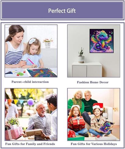 Diamond Art Kits for Adults, Colorful Baby Dragon 5D DIY Colorful Diamond Painting Kits for Beginners,Full Drill Cute Animal Gem Art for Home Wall Decor 14x14 inch in Kuwait