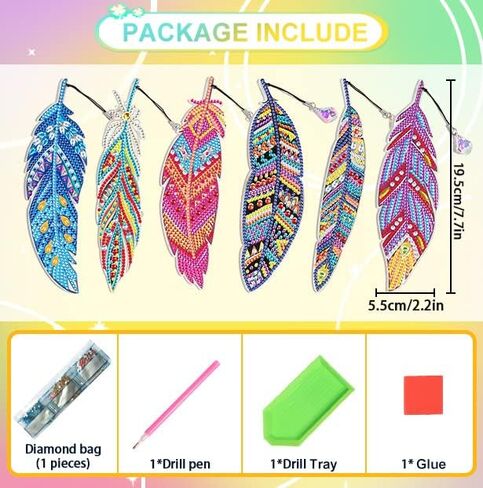 6 حزم علامات مرجعية للرسم الماسي، علامات الكتب الفنية المصنوعة من الأكريليك DIY مع شرابة، مجموعات لافتات راتنجات من حجر الراين لمحبي القراءة والحرف اليدوية - بواسطة Acudotr in Kuwait