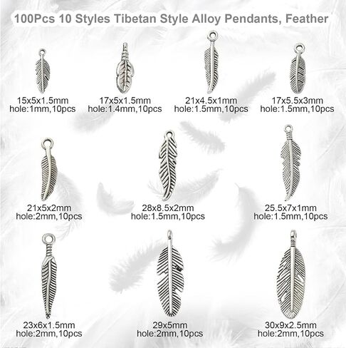 KitBeads 100pcs 10 Styles Antique Silver Love Heart Charms Tibetan Style Angel Heart Charms for Jewelry Making Bracelets Crafts in Kuwait