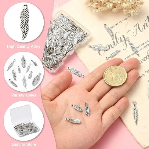 KitBeads 100pcs 10 Styles Antique Silver Love Heart Charms Tibetan Style Angel Heart Charms for Jewelry Making Bracelets Crafts in Kuwait