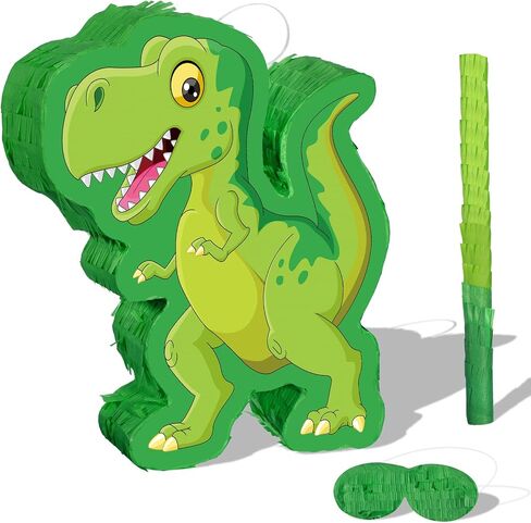 Green Dinosaur Pinata Bundle, String Pinata Dinosaur with a Blindfold and Stick Pull Pinata for Boys, Girls, Animal Themed Birthday Parties, Decorations Supplies, 16.5 x 11.8 x 3.1 Inches in Saudi Arabia