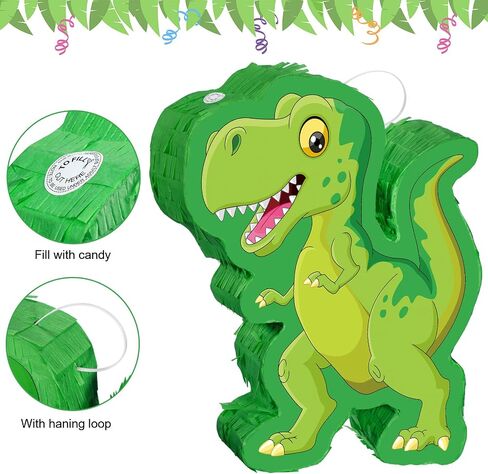 Green Dinosaur Pinata Bundle, String Pinata Dinosaur with a Blindfold and Stick Pull Pinata for Boys, Girls, Animal Themed Birthday Parties, Decorations Supplies, 16.5 x 11.8 x 3.1 Inches in Saudi Arabia