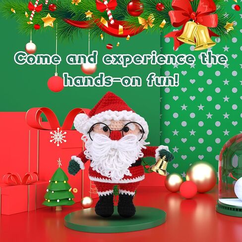 SOTYIOO Crochet Kit for Beginners, Christmas Crochet Set DIY Gift for Starters Adult Kids Instruction and Video Tutorials Santa Claus (40%+ Yarn) in Kuwait