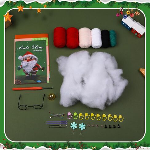 SOTYIOO Crochet Kit for Beginners, Christmas Crochet Set DIY Gift for Starters Adult Kids Instruction and Video Tutorials Santa Claus (40%+ Yarn) in Kuwait