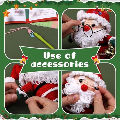 SOTYIOO Crochet Kit for Beginners, Christmas Crochet Set DIY Gift for Starters Adult Kids Instruction and Video Tutorials Santa Claus (40%+ Yarn) in Kuwait