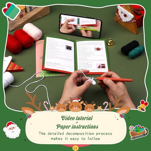 SOTYIOO Crochet Kit for Beginners, Christmas Crochet Set DIY Gift for Starters Adult Kids Instruction and Video Tutorials Santa Claus (40%+ Yarn) in Kuwait