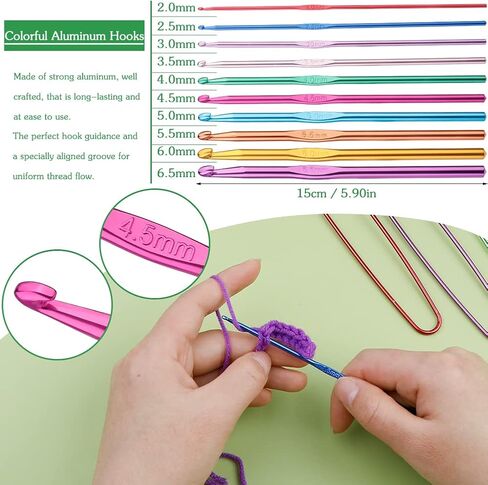 Ftyiwu Crochet Kit for Beginners, 77pcs Beginner Crochet Kit for Adult Include Ergonomic Crochet Hooks, Crochet Yarn, Crochet Supplies Tools for Beginners and Experienced Crochet Professionals in Kuwait