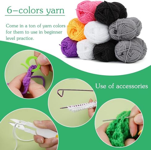 Ftyiwu Crochet Kit for Beginners, 77pcs Beginner Crochet Kit for Adult Include Ergonomic Crochet Hooks, Crochet Yarn, Crochet Supplies Tools for Beginners and Experienced Crochet Professionals in Kuwait