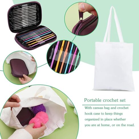 Ftyiwu Crochet Kit for Beginners, 77pcs Beginner Crochet Kit for Adult Include Ergonomic Crochet Hooks, Crochet Yarn, Crochet Supplies Tools for Beginners and Experienced Crochet Professionals in Kuwait