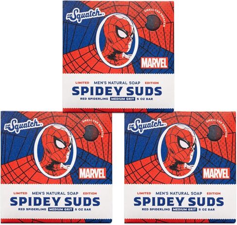 دكتور سكواتش صابون سبايدي سادز - مستوحى من سبايدر مان - صابون طبيعي للرجال، 3 عبوات من الصابون الطبيعي in Kuwait