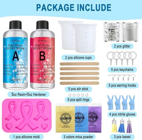 مجموعة راتنجات الإيبوكسي للمبتدئين من جي ديكشن، مجموعة أدوات المبتدئين من الراتنج الشفاف الكريستالي 10 أونصة، شديدة اللمعان، بدون فقاعات، رائحة منخفضة، مجموعة صنع المجوهرات الكل في واحد للحرف اليدوية in Kuwait