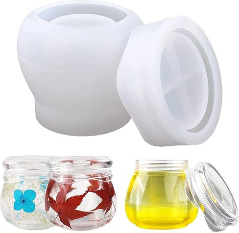 Resin Mold Bottle, Pudding Jar with Lid Silicone Mold for DIY Craft Epoxy Resin Casting, Jewelry Box, Candy Snacks Storage Container,Candle Holder Home Decor in Saudi Arabia