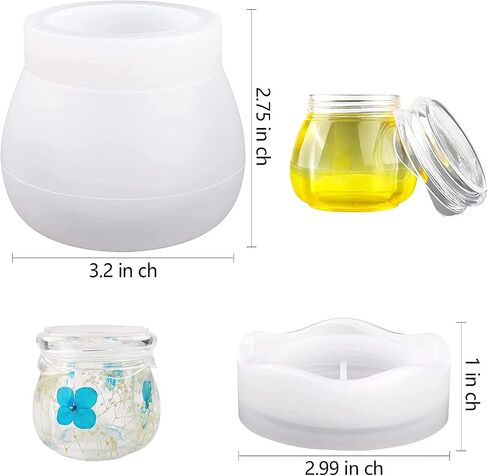 Resin Mold Bottle, Pudding Jar with Lid Silicone Mold for DIY Craft Epoxy Resin Casting, Jewelry Box, Candy Snacks Storage Container,Candle Holder Home Decor in Saudi Arabia