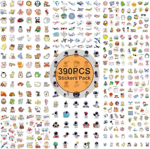 390PCSWaterBottleStickers، Zroivkaz CuteTeenagers حزمة ملصقات مقاومة للماء، ملصقات للأطفال الصغار 4-8 سنوات ملصقات الفصول الدراسية للأطفال ملصقات الكمبيوتر المحمول النسائية، ملصقات حالة الهاتف الخليوي الكبار in Saudi Arabia