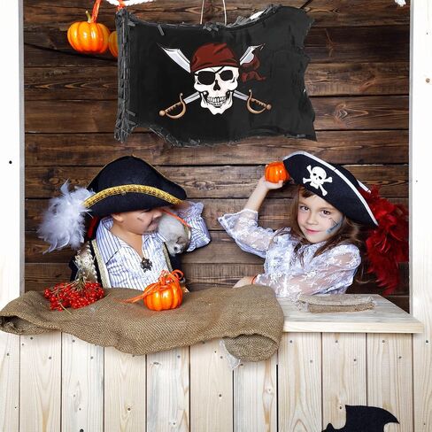Pirate Pinata Kit Skull Flag Pinata and Black Red Plastic Stick and Confetti Blindfold for Kids Pirate Theme Birthday Halloween Party Decoration Supplies, 16 x 11 x 3 Inch in Saudi Arabia
