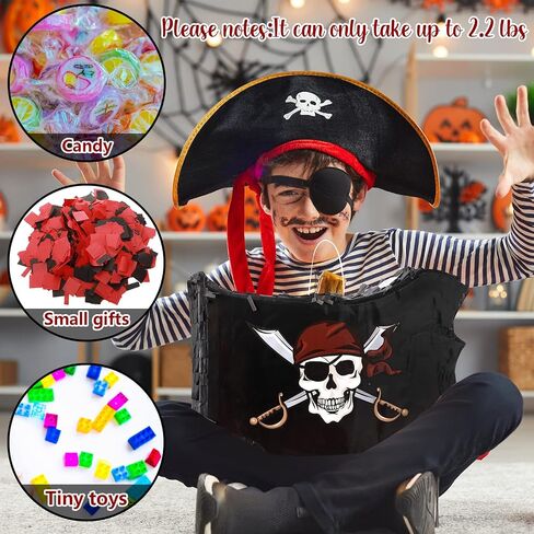Pirate Pinata Kit Skull Flag Pinata and Black Red Plastic Stick and Confetti Blindfold for Kids Pirate Theme Birthday Halloween Party Decoration Supplies, 16 x 11 x 3 Inch in Saudi Arabia