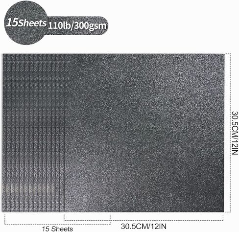 ورق بطاقات لامع أسود، 15 ورقة مقاس 30.48 سم × 30.48 سم 300 جرامًا للمتر المربع/110 رطل، ورق بطاقات ملون مربع للحرف اليدوية والمشروعات اليدوية وصنع البطاقات لتزيين حفلات أعياد الميلاد UAP21BK15 in Kuwait