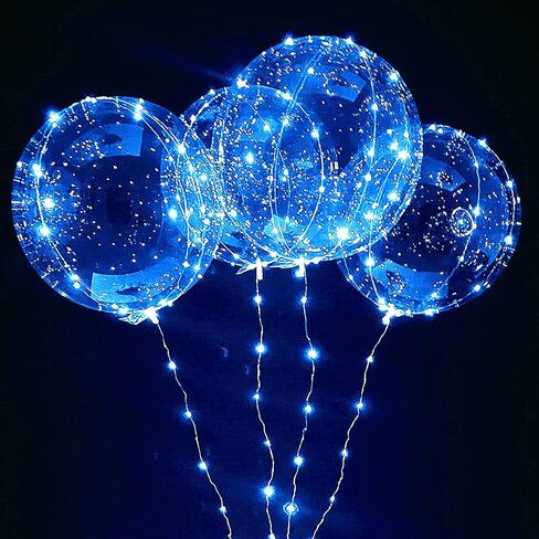 10 PACKS LED Bobo Balloons, Clear Light Up Balloons,Helium Glow Bubble Balloons with String Lights for Party Birthday Wedding Quinceanera Decorations (Cold White) in Kuwait