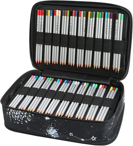حافظة أقلام ملونة مكونة من 300 فتحة من Lbxgap، حقيبة تنظيم أقلام ذات سعة كبيرة مع سحاب لأقلام تلوين الألوان المائية وأقلام الجل وأقلام التحديد in Kuwait