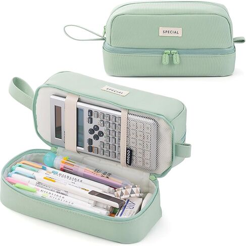 MAMUNU Pencil Case Large Capacity, Pencil Case Aesthetic, Pencil Case Pen Pouch with Zipper Compartments Portable Handle, Pencil Pouch for School Office College Teen Girls Boys Adults Students in Saudi Arabia