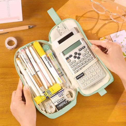 MAMUNU Pencil Case Large Capacity, Pencil Case Aesthetic, Pencil Case Pen Pouch with Zipper Compartments Portable Handle, Pencil Pouch for School Office College Teen Girls Boys Adults Students in Saudi Arabia