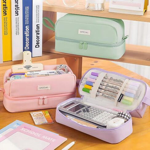 MAMUNU Pencil Case Large Capacity, Pencil Case Aesthetic, Pencil Case Pen Pouch with Zipper Compartments Portable Handle, Pencil Pouch for School Office College Teen Girls Boys Adults Students in Saudi Arabia