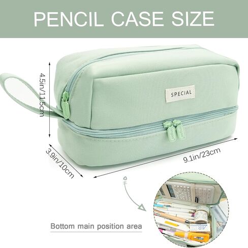 MAMUNU Pencil Case Large Capacity, Pencil Case Aesthetic, Pencil Case Pen Pouch with Zipper Compartments Portable Handle, Pencil Pouch for School Office College Teen Girls Boys Adults Students in Saudi Arabia