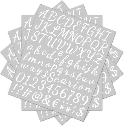 16 Sheets Vinyl Letters Numbers Kit,Self Adhesive Cursive Alphabet Letter Sticker, DIY Number Letter Decal Script Pantry Labels for Office,Mailbox,Kitchen,Signs,Window,Door,Home,Grad Cap (Black,1 Inch) in Kuwait