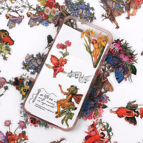 Dizdkizd Cute Fairy Stickers for Journaling, Transparent Flower Fairy Butterfly Stickers for Scrapbooking, Card Making, Planner, DIY Crafts, Resin Art - 180 Pieces in Saudi Arabia