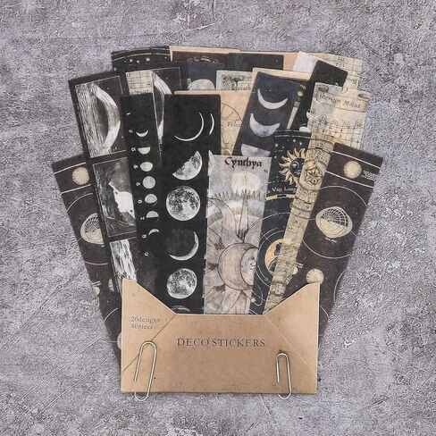 ملصقات واشي الفلك القديمة (40 قطعة) - كوكبة الفضاء الزخرفية، الكواكب، المجرة، الشمس والقمر، علم الفلك، ملصق مخطط خرائط عتيقة لكتب القصاصات، مجلة الرصاصاصاد، مجلة جائعة in Kuwait