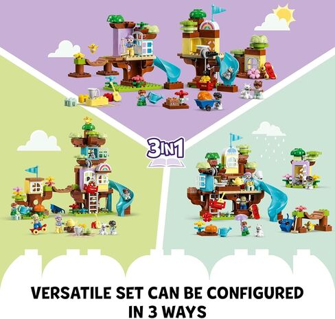 LEGO DUPLO 3in1 Tree House 10993 Creative Building Toy for Toddlers, Includes 8 Figures for Teaching Social Skills, Playing Together and Group Play, Great Birthday Gift for Kids in Saudi Arabia