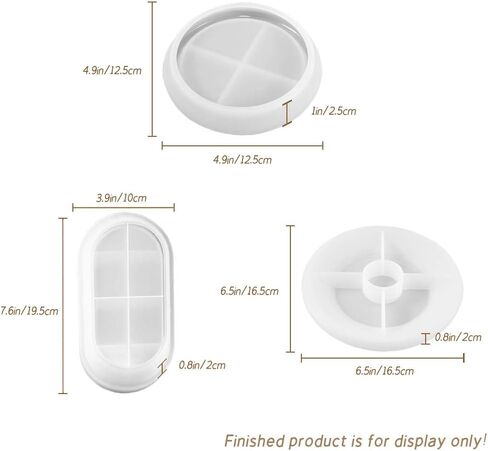 3Pcs Jewelry Silicone Resin Tray Molds, DIY Craft Trinket Dish Epoxy Mold, Resin Coaster Casting Molds for Jewelry Ring Dish Holders, Soap Dish, Candle Holders, Home Decoration (3 Shapes) in Kuwait