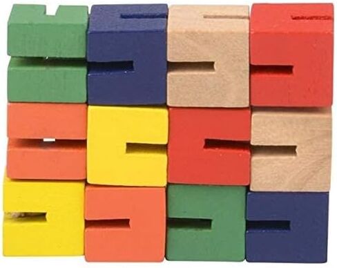 Wooden Flexible Fidget Mini Twist Cube Puzzles - 12 Pack - Stretchable 3D Puzzles Wood Twist Blocks for Anxiety Fidgeting or Party Favors in Saudi Arabia